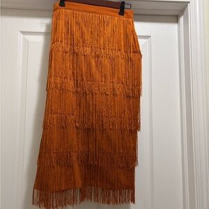 Orange Fringe Skirt